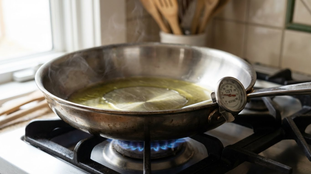 Oil temperature and smoke point during stovetop cooking