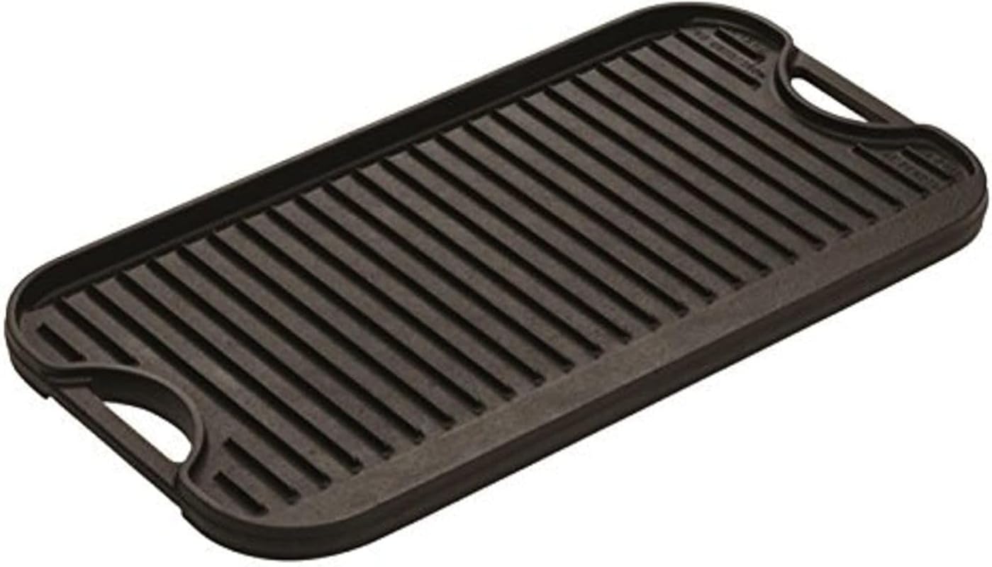 Lodge Pro-Grid Reversible Cast Iron Grill and Griddle Double Burner Pr