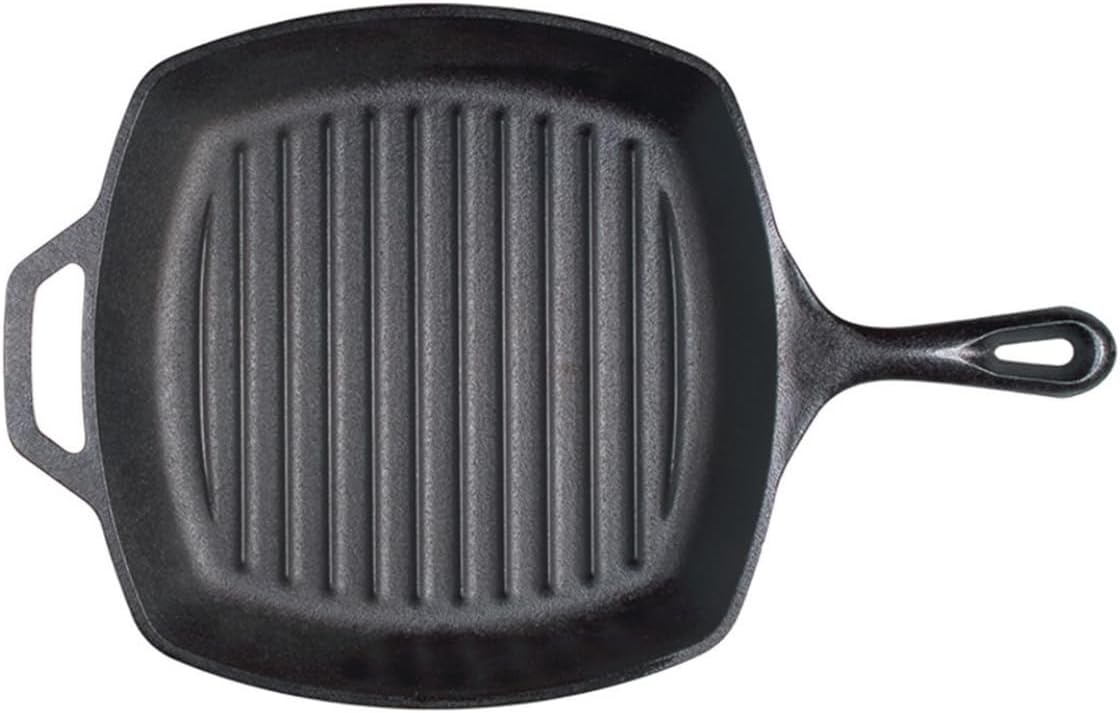 Lodge 10.5 Inch Square Cast Iron Grill Pan Pre-Seasoned Surface for Gr