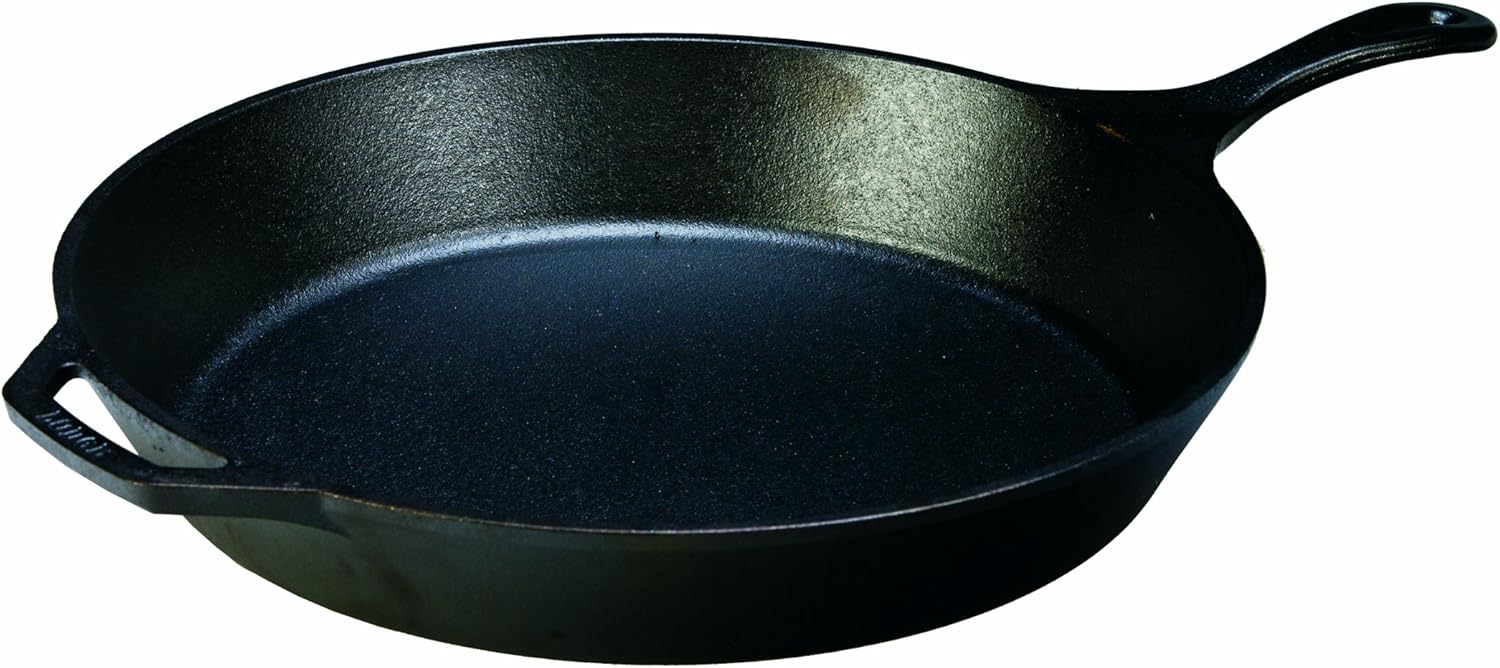 Lodge 15 Inch Cast Iron Pre-Seasoned Skillet with Teardrop Handle for 