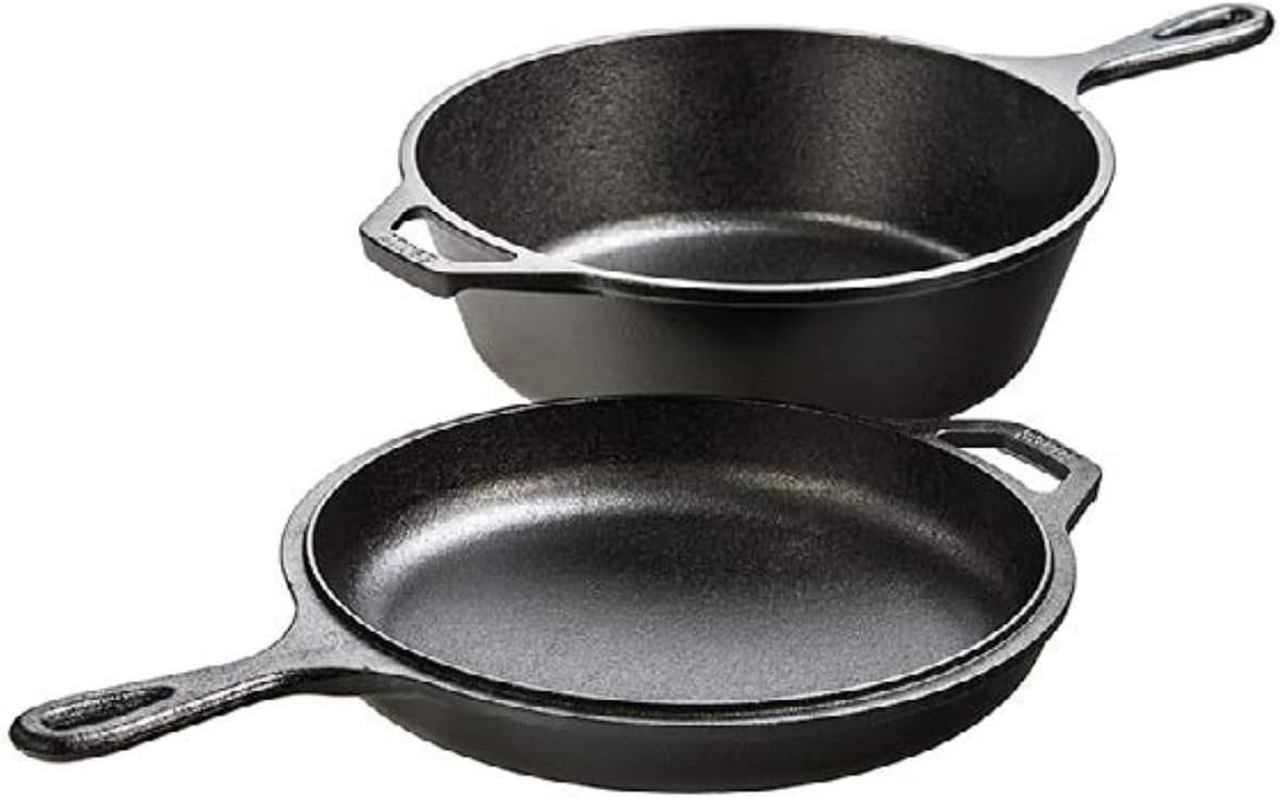 Lodge 3.2 Qt Pre-Seasoned Cast Iron 2-in-1 Combo Cooker with 10.25-inc