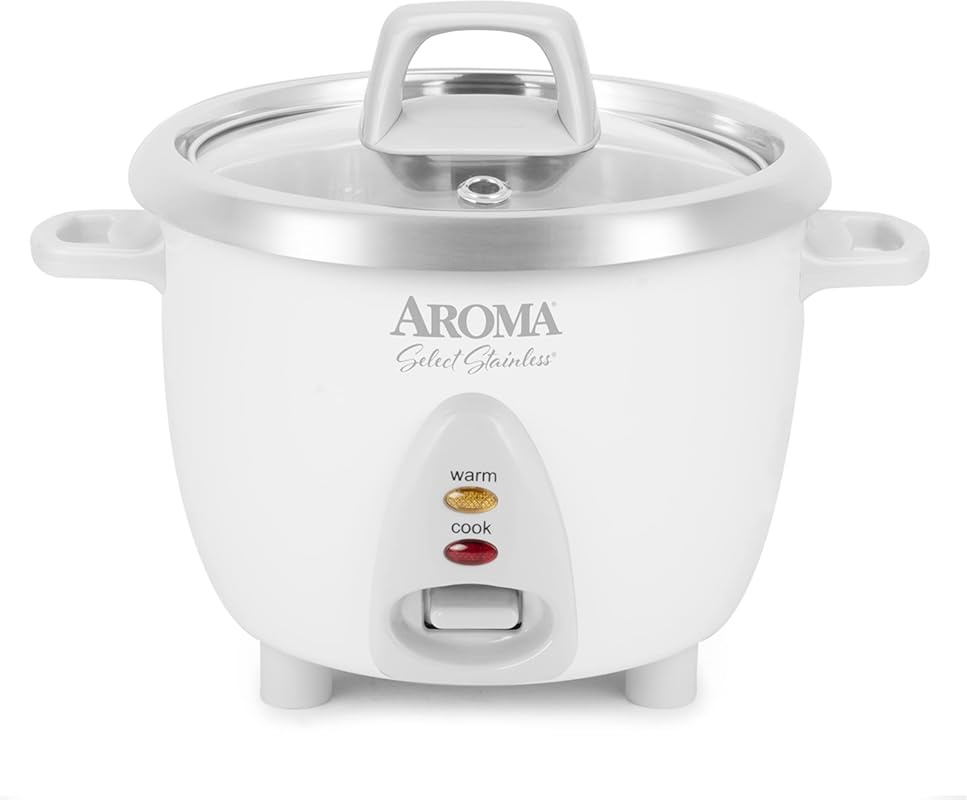 Aroma Select Stainless 3-Cup Uncooked Rice Cooker with Stainless Steel