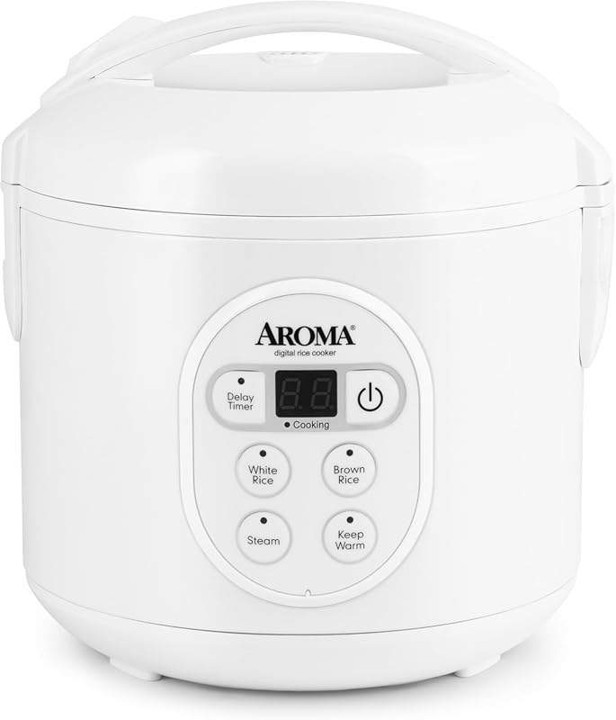 Aroma ARC-914D 8-Cup Digital Rice Cooker and Food Steamer, White, One-