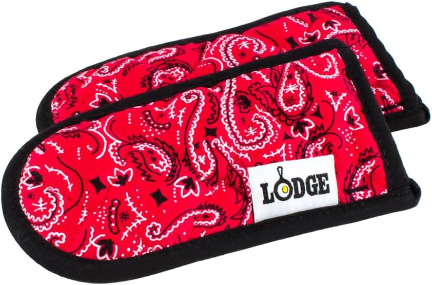 Lodge fabric hot handle holder 2-pack, machine-washable bandana, fits