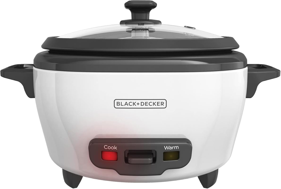 BLACK+DECKER 6-Cup Rice Cooker with Steaming Basket and Removable Nons