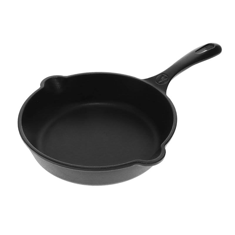 Victoria 8 inch Pre-Seasoned Cast Iron Skillet with Long Handle — Made