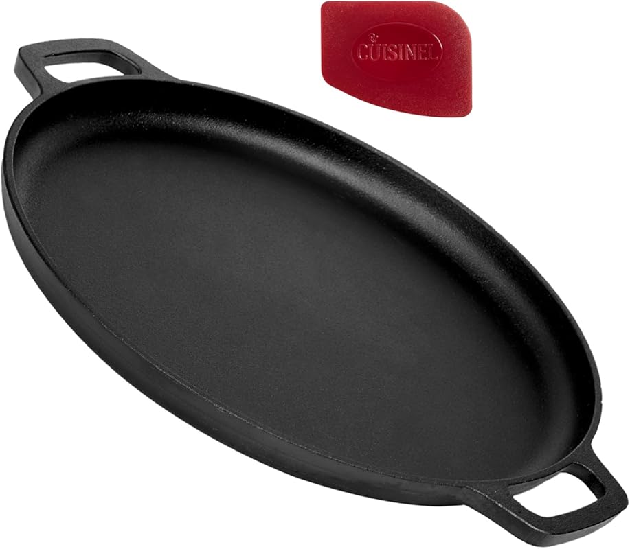 Cuisinel 13.5-Inch Pre-Seasoned Cast Iron Pizza Pan and Round Griddle