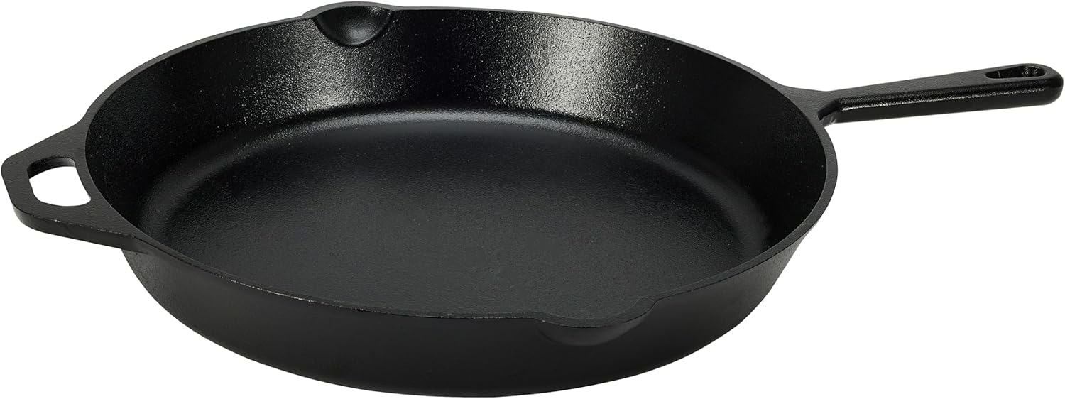 Amazon Basics 15-inch pre-seasoned cast iron skillet, heavy-duty, oven