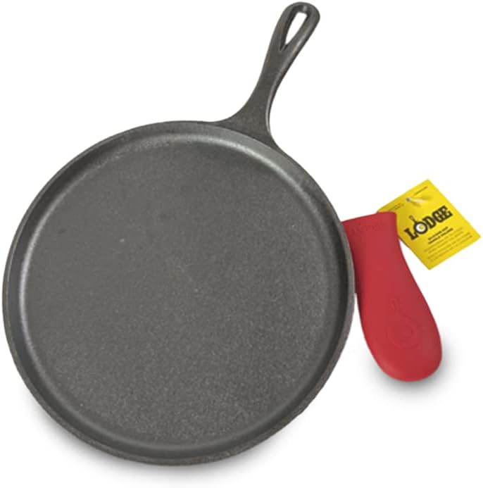 Lodge 10.5-inch Cast Iron Griddle with Hot Handle Holder — Durable Coo