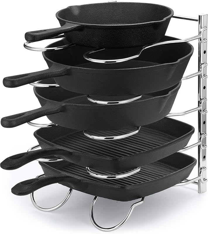 CAXXA Heavy Duty Pot and Pan Organizer Rack with 5 Adjustable Dividers