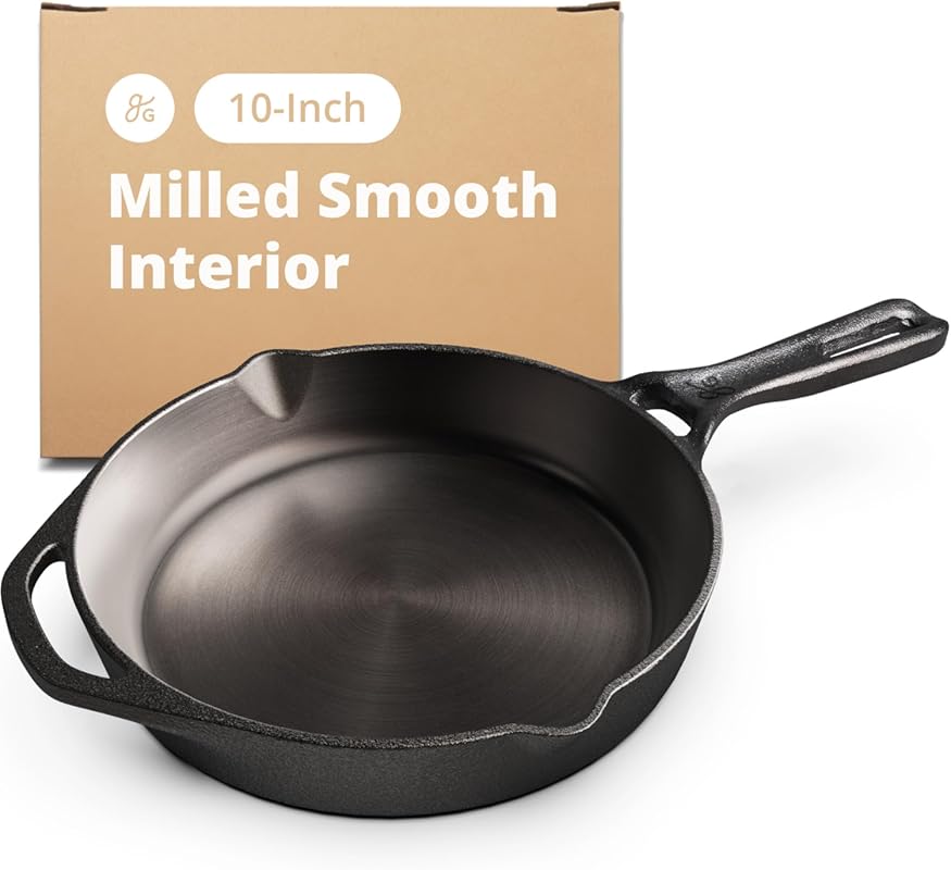 Greater Goods 10-Inch Milled Smooth Cast Iron Skillet