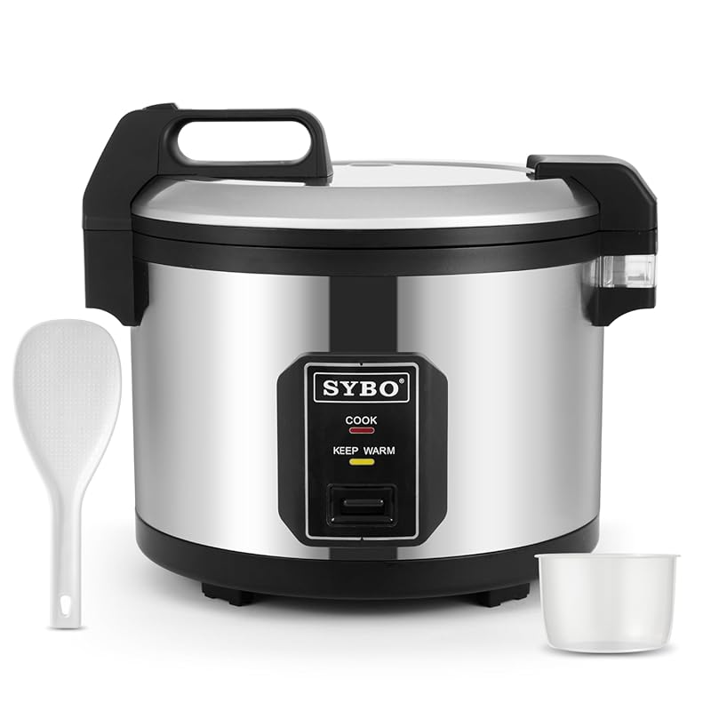 SYBO 30-Uncooked/60-Cup Cooked Commercial Rice Cooker with Hinged Lid,