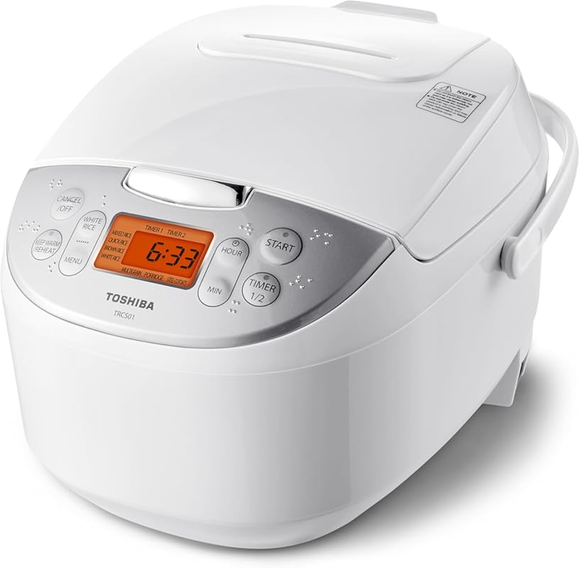Toshiba 6-cup rice cooker with fuzzy logic, 7 functions, digital displ