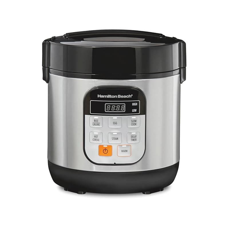 Hamilton Beach Compact 6-Cup Cooked Rice Cooker with Egg/Steam Tray an