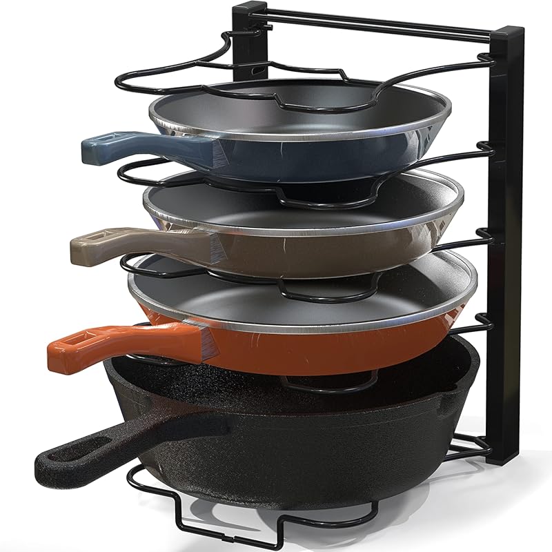 Simple Houseware 5-Compartment Height Adjustable Pan Organizer Rack fo