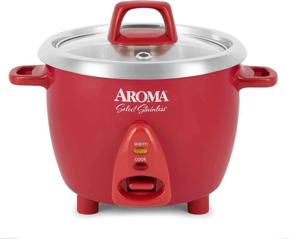 Aroma Select Stainless 6-Cup Rice Cooker and Warmer with Uncoated Inne