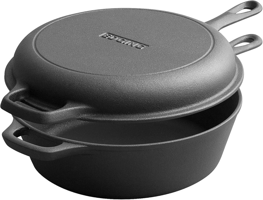 2-in-1 Pre-Seasoned Cast Iron Dutch Oven and 10-inch Skillet, 3 Qt, Id