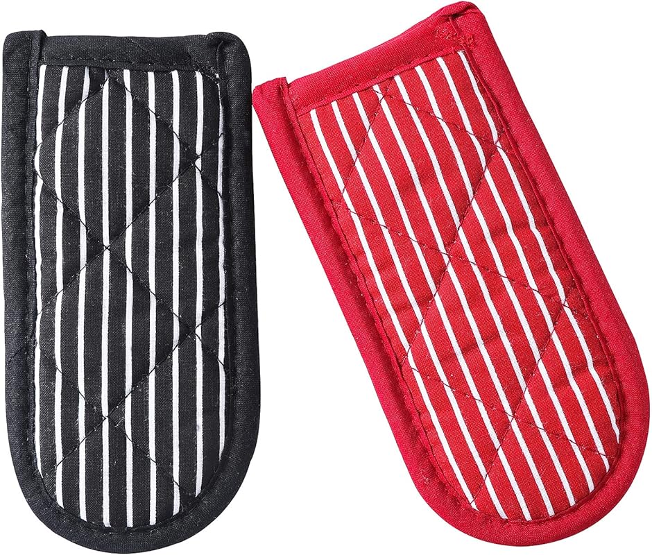 Striped machine-washable cast iron handle covers 2-pack, heat-resistan
