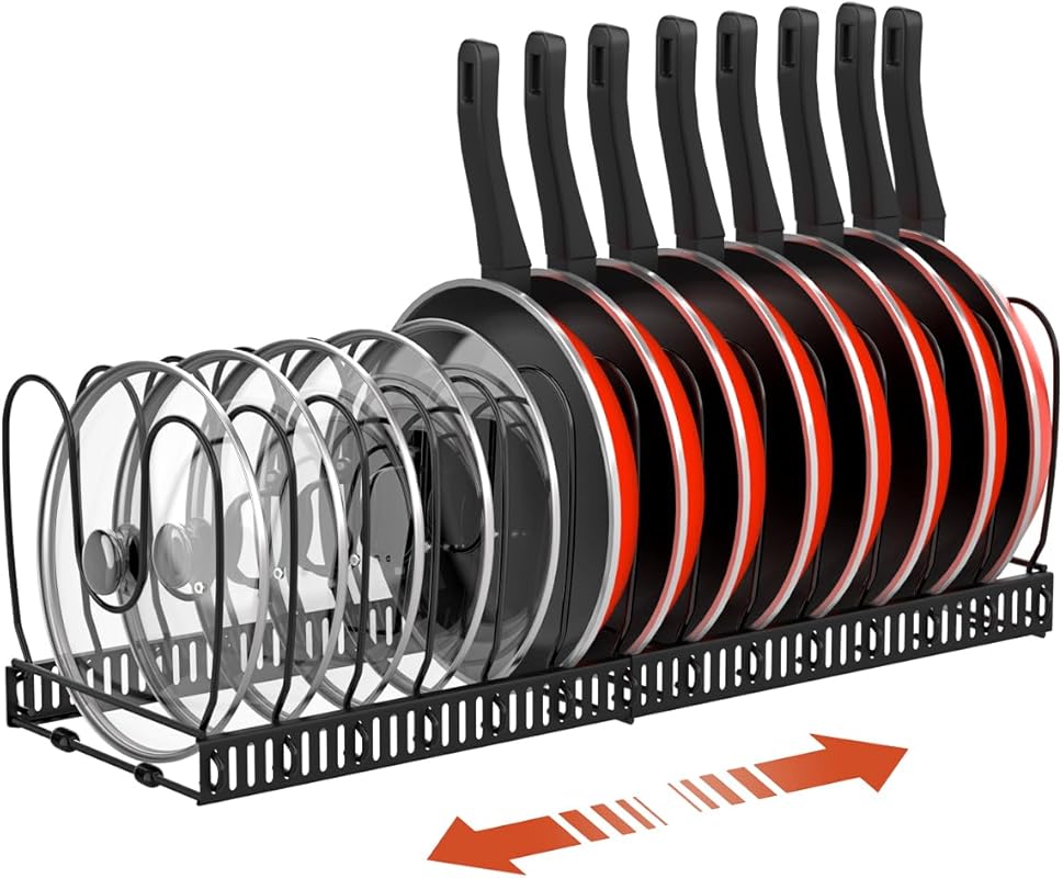 Housolution Expandable Cabinet Pot and Pan Organizer Rack with 14 Adju