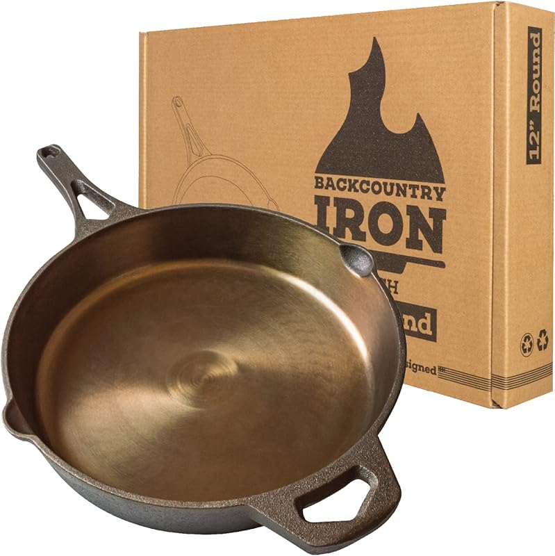 Wasatch 12-Inch Smooth Pre-Seasoned Round Cast Iron Skillet for Superi