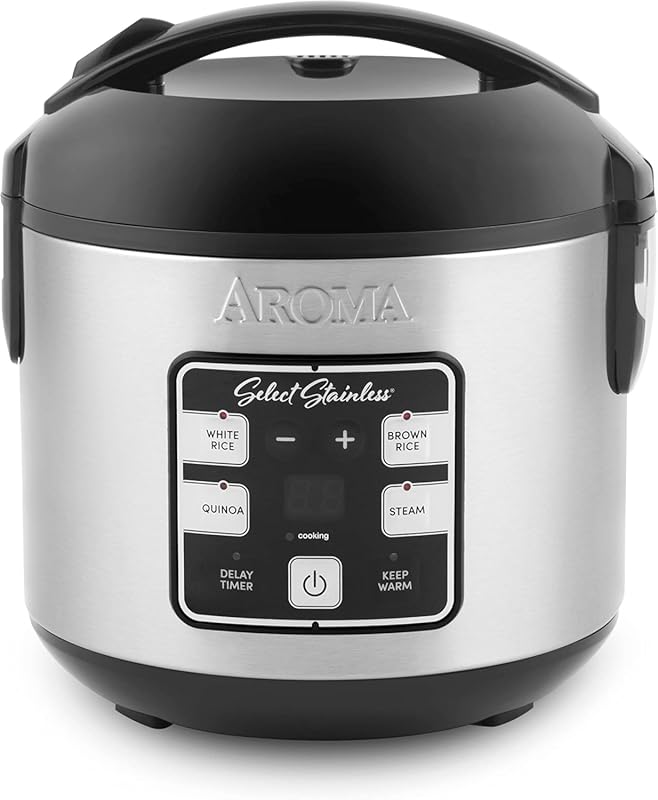 Aroma Select Stainless Digital Rice and Grain Multicooker, 4-Cup Uncoo
