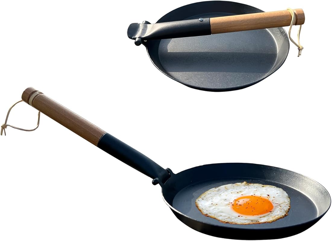 8.2-inch Cast Iron Pan with Folding Detachable Handle, Nonstick Skille