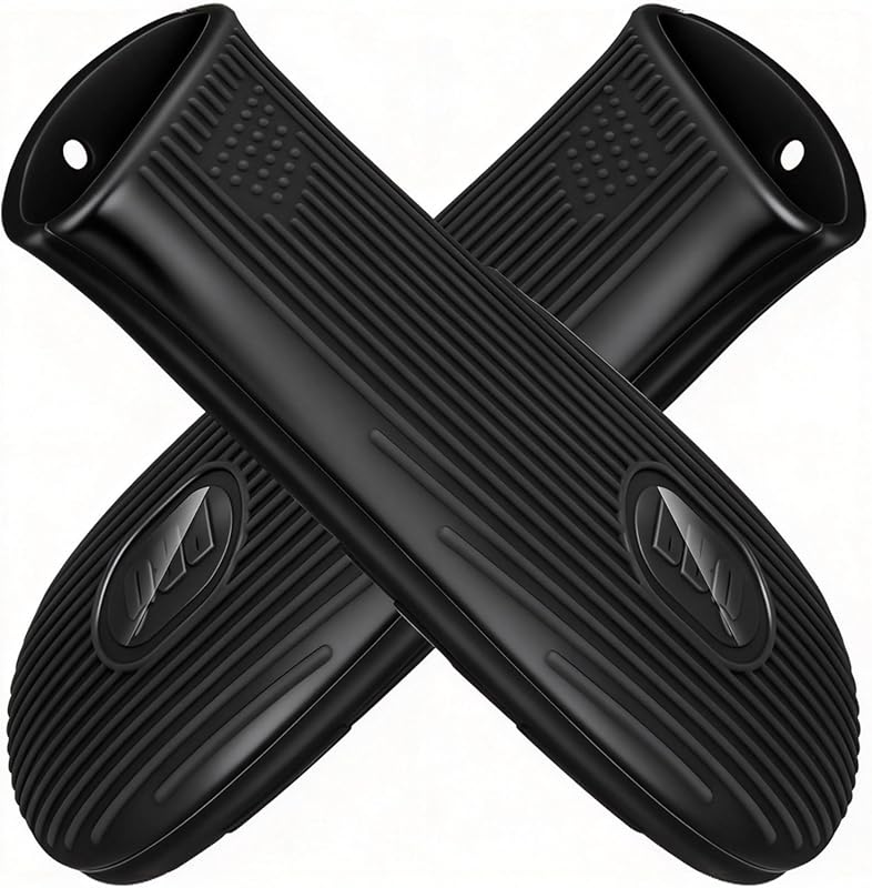 Cbiumpro 2-pack silicone cast iron handle covers, heat-resistant sleev
