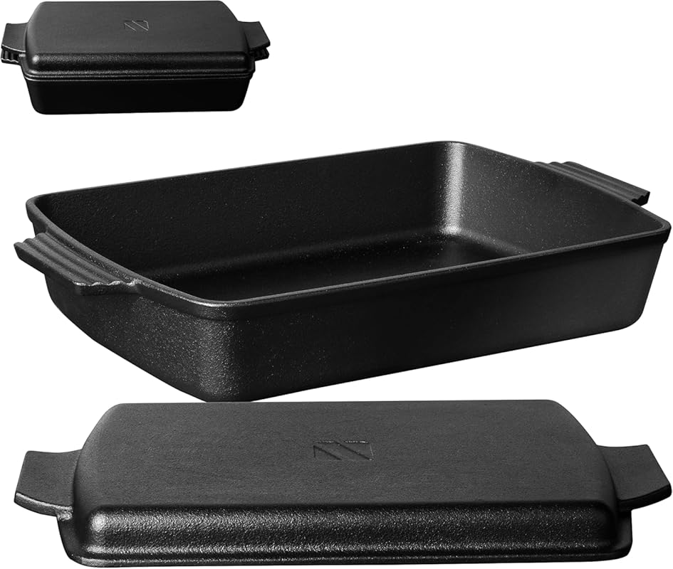 Pre-Seasoned 6-Quart 2-in-1 Cast Iron Dutch Oven with Skillet Lid, Cas