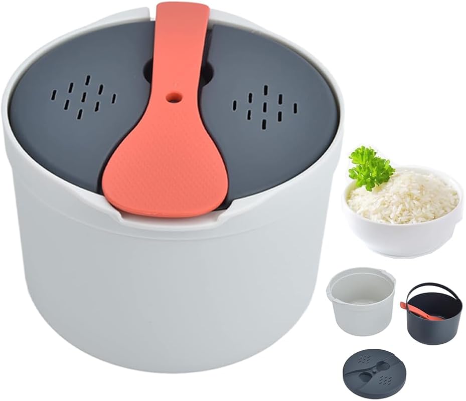 2L Non-Stick Microwave Rice and Pasta Cooker with Strainer — Versatile