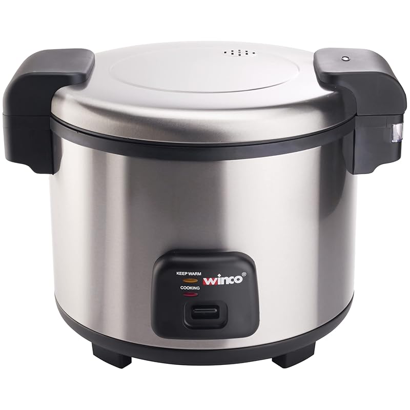 Winco commercial-grade electric rice cooker, 30-cup capacity with hing