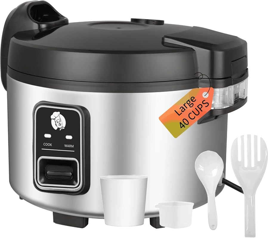 Commercial 40-Cup (Cooked) Rice Cooker & Warmer, 8.17Qt Fast 40-Min Co
