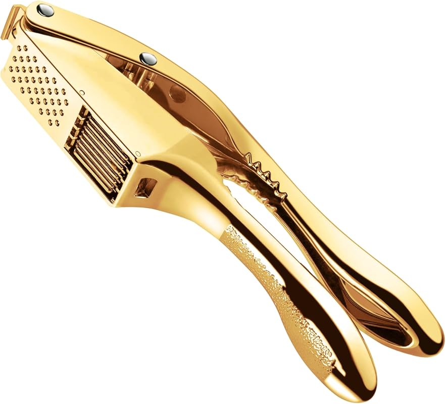 Golden 2-in-1 Garlic Press and Slicer — Effortlessly Crush, Slice, and