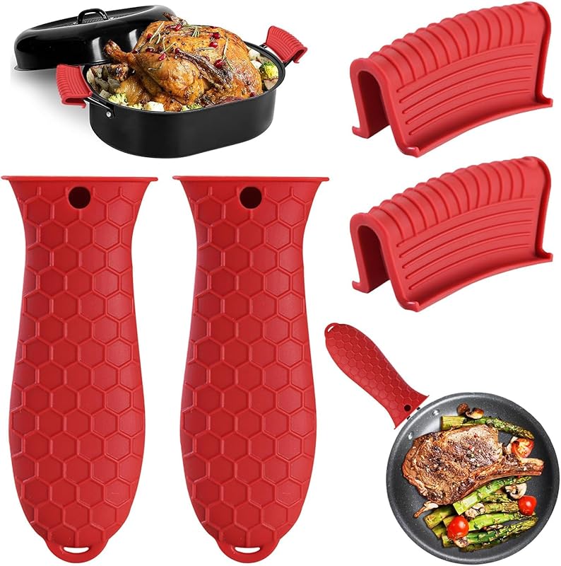 4-Pack Red Silicone Handle Holders