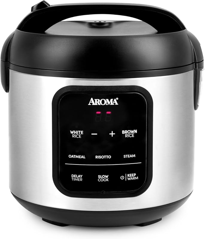 AROMA 4-Cup Uncooked / 8-Cup Cooked Digital Rice Cooker with Steamer a