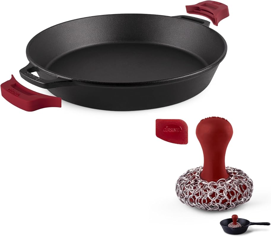 Cuisinel 15-Inch Cast Iron Skillet Braiser Set