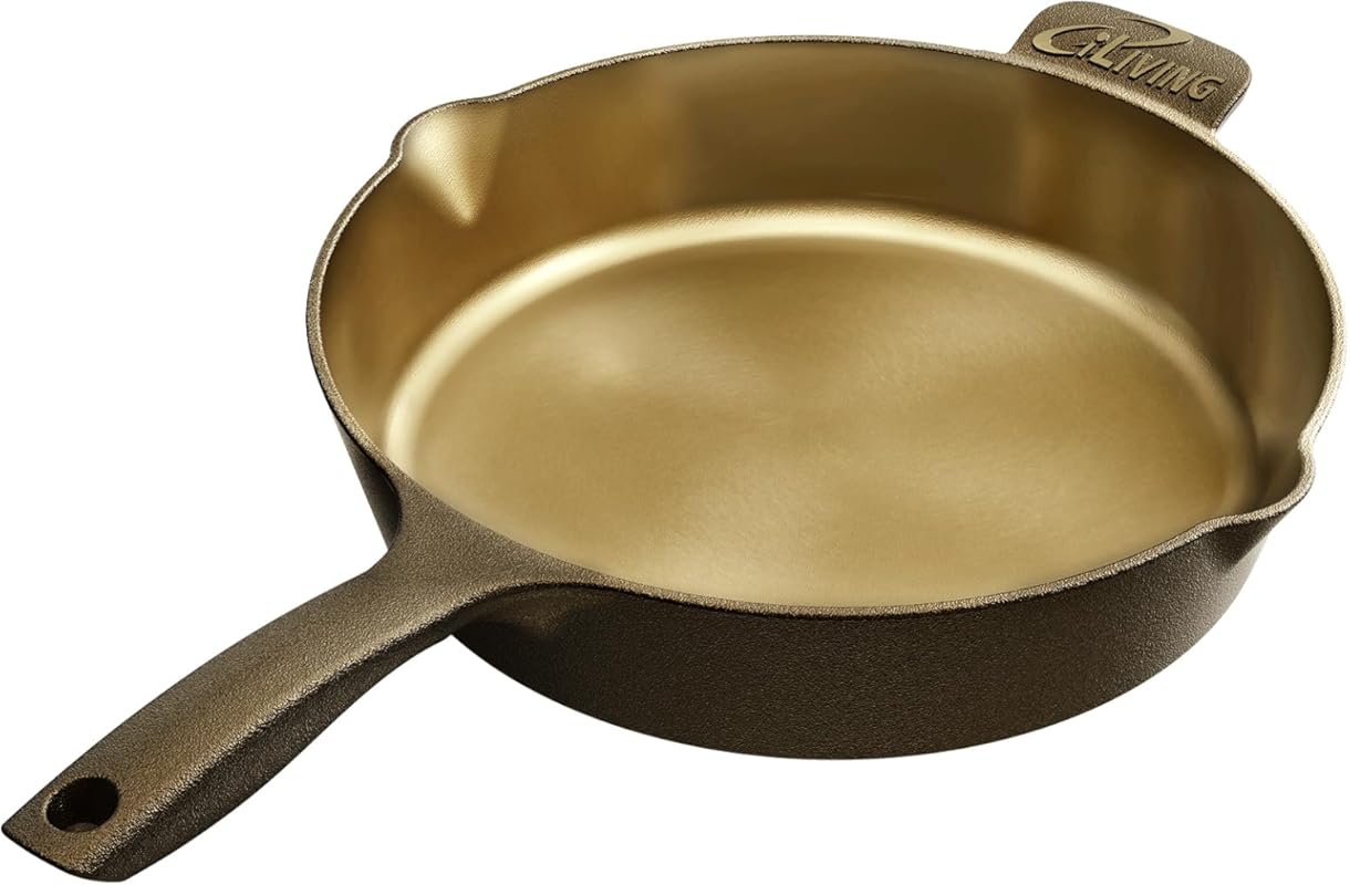 iLiving 12-Inch Mirror Polished Cast Iron Skillet, Seasoned, Deep 2.7"