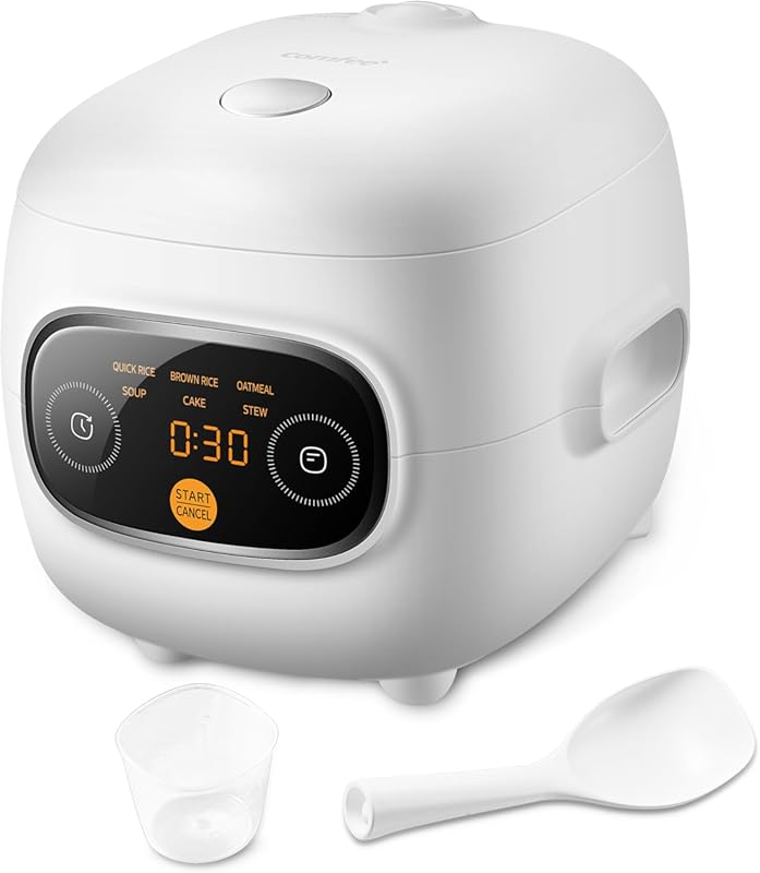 COMFEE' Mini Rice Cooker, 2-Cup Uncooked/4-Cup Cooked, Portable Nonsti