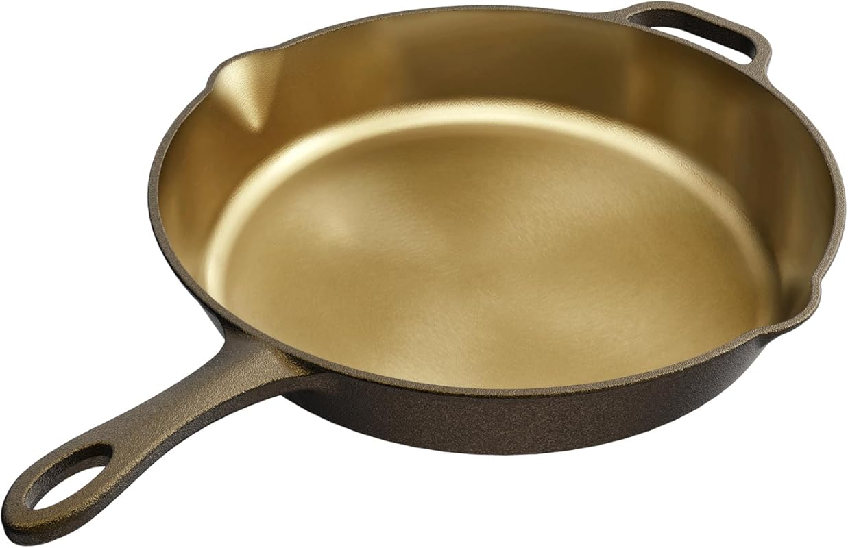 iLiving 12-Inch Mirror Polished Cast Iron Skillet, Seasoned, Shallow 2
