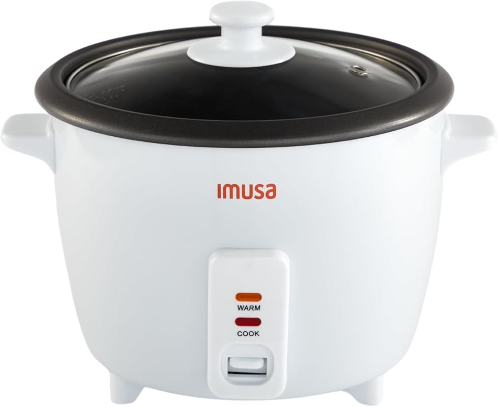 IMUSA 10-Cup Electric Ceramic Rice Cooker, White, Nonstick Ceramic Pot