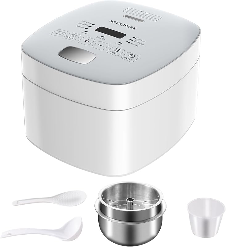 Novaspark 5-cup low-carb rice cooker with stainless-steel inner pot, L