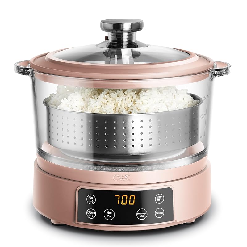 COOK WITH COLOR 3L Glass Low-Carb Rice Cooker (2-cup raw/6-cup cooked)