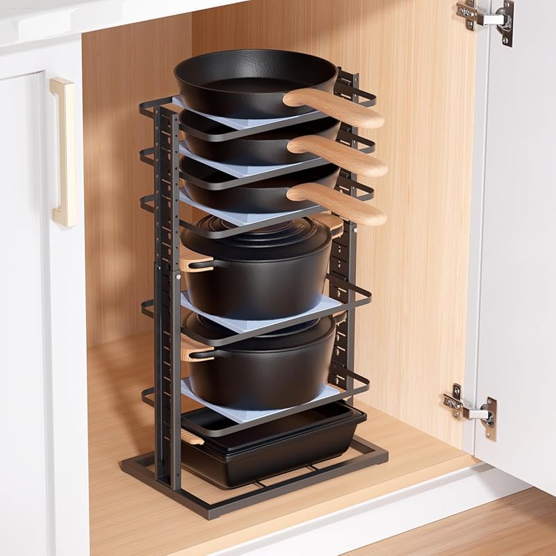Lamu 6-Tier Adjustable Heavy Duty Pot and Pan Organizer for Cabinets H