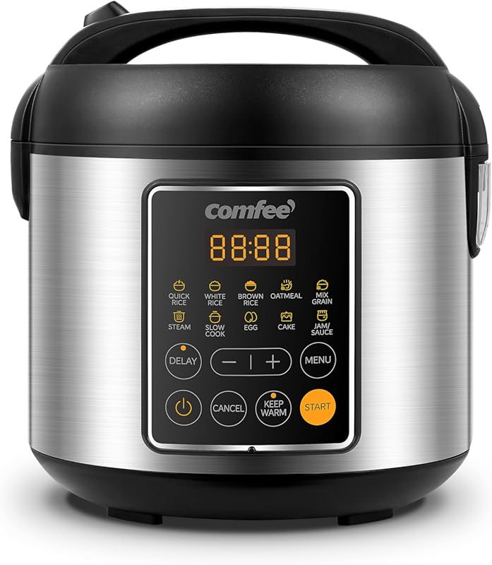 COMFEE' 2QT Mini Rice Cooker 4-Cup Uncooked/8-Cup Cooked with 10 Prese