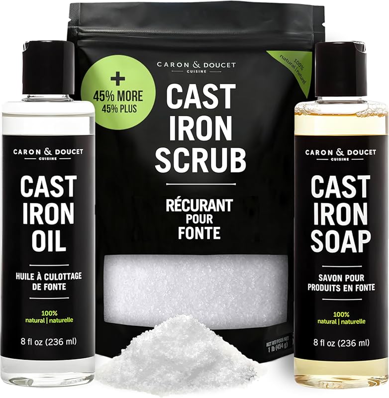 Caron & Doucet ultimate cast iron care set with plant-based seasoning 