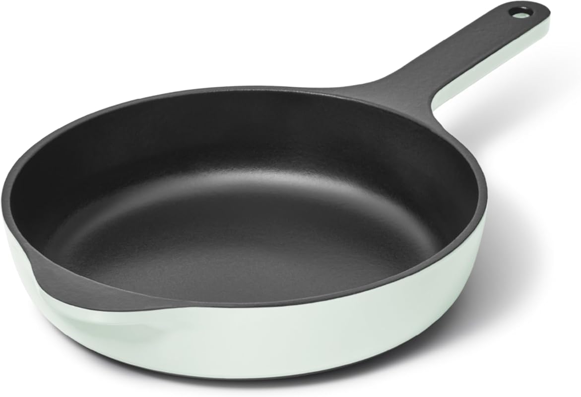 Caraway 8 Inch Enameled Cast Iron Skillet with 3-Layer Coating for All