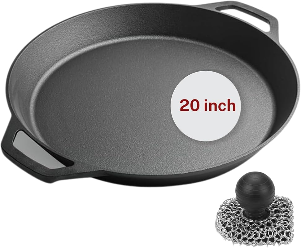 20-Inch Pre-Seasoned Cast Iron Skillet with Dual Handles — XL Heavy-Du
