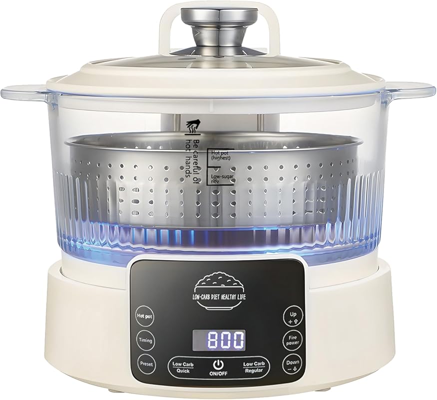 3L Low-Carb Smart Rice Cooker with 4H Keep-Warm, Digital Display, Time