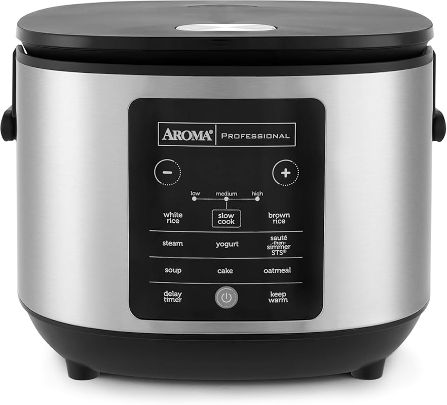 AROMA 6-Cup Uncooked Slow-Cook Rice Cooker with Lift-Out Handles, Sili