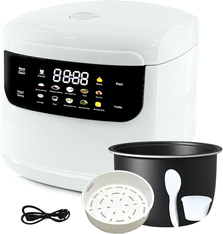 2L Mini Rice Cooker, 5-Cup Cooked Capacity, 400W Nonstick Pot, 24H Del
