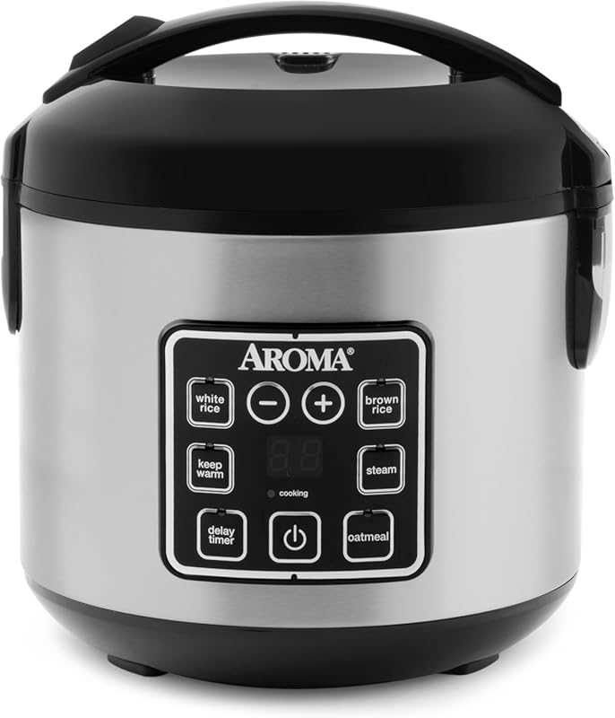 AROMA 8-Cup digital rice and grain multicooker with durable nonstick i
